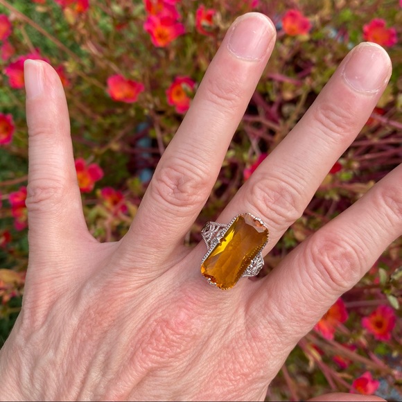 925 Sterling Silver Citrine Statement Ring - Picture 6 of 6